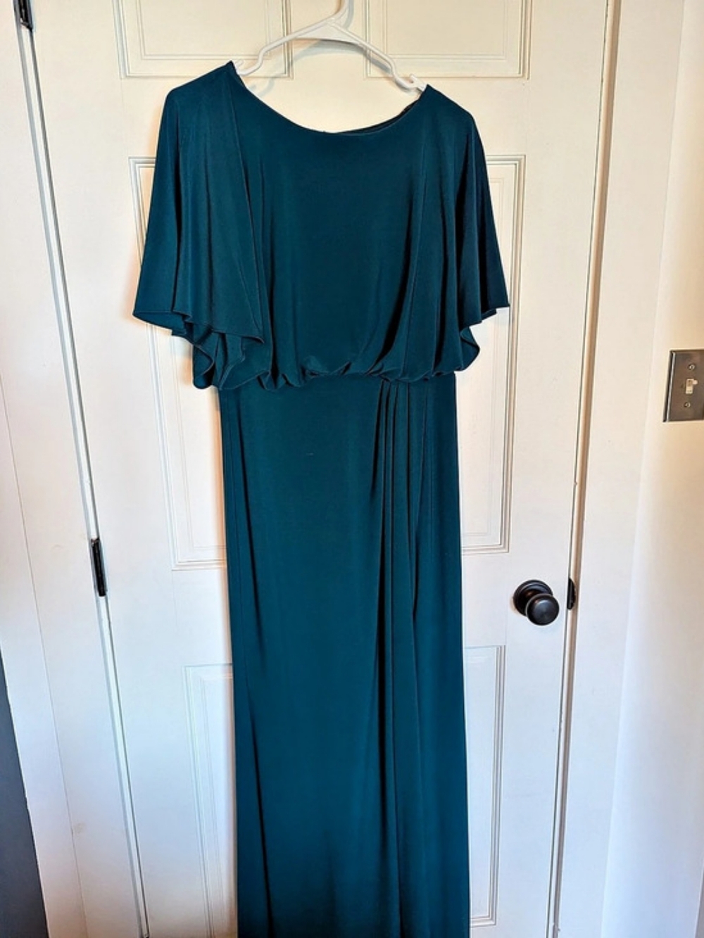 BHLDN Lena Flutter Sleeve Jersey Maxi Dress Green Size 10